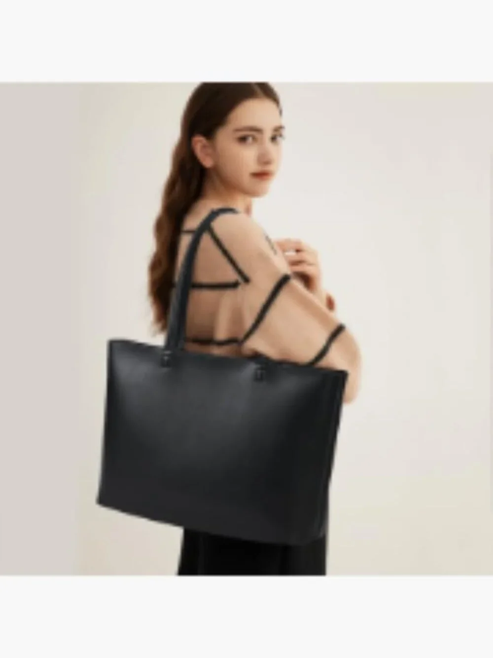 Vegan Leather Tote Bag for Women, Zipper Shoulder Satchel Purses, Large Casual